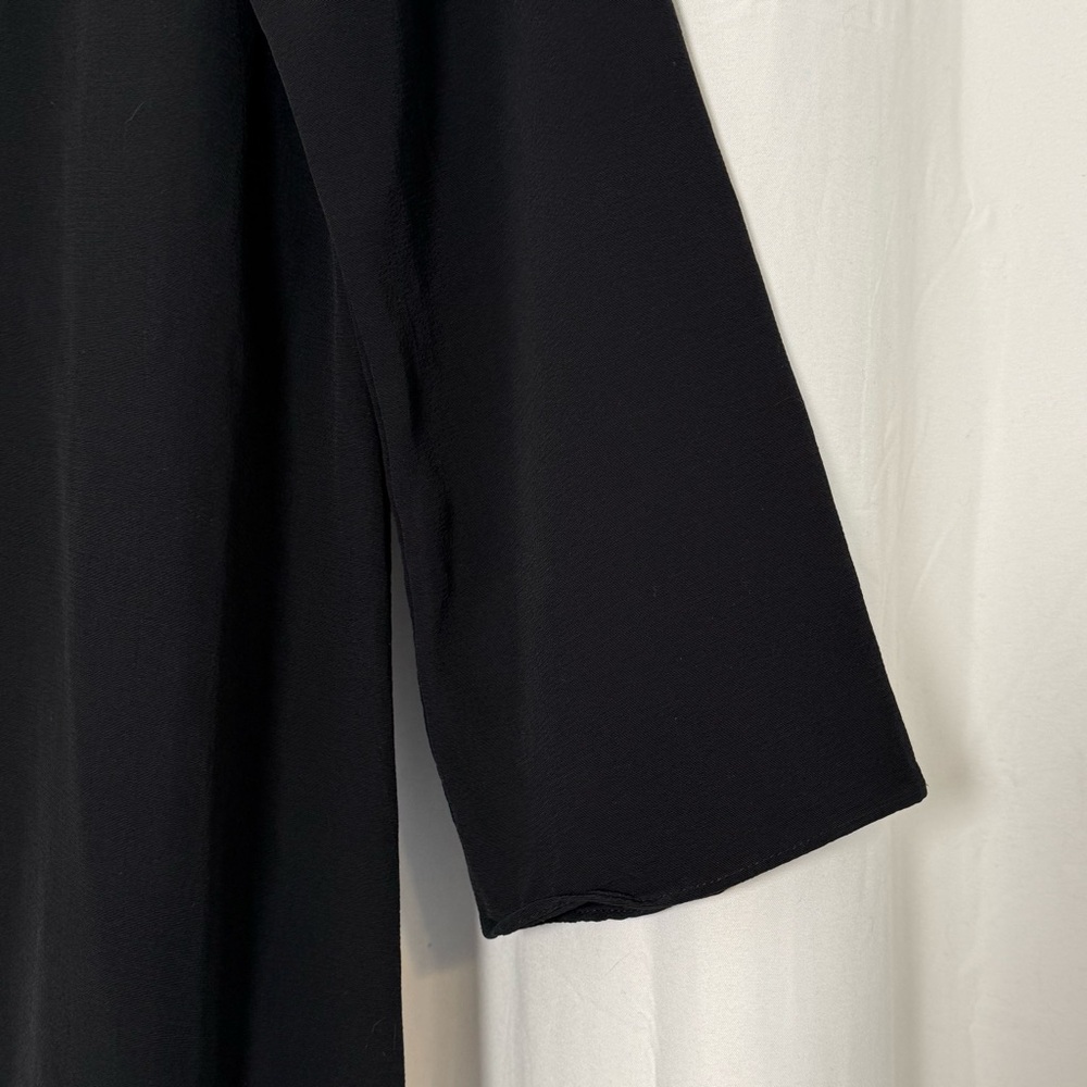 Eileen Fisher Black Tencel Relaxed Fit Midi Shift Dress Minimalist Womens XS - Picture 7 of 11